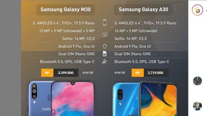 Spesifikasi dan Fitur Handphone Galaxy M30 Terbaru