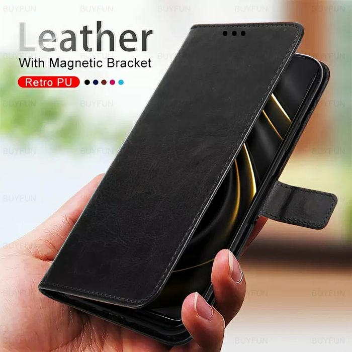 Flip Cover Magnetik Kulit untuk HP VIVO Y01, Y33T, Y20s, Y20, Y12s, V15, V20SE